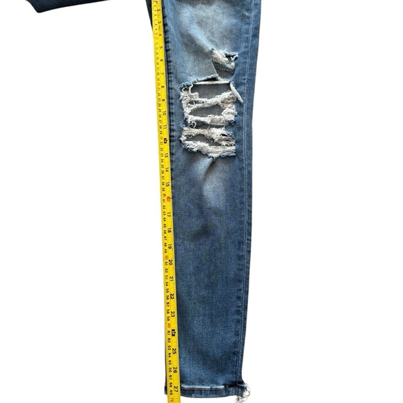 American Eagle Super Hi Rise Jegging Size 4 Next Level Stretch Denim Distressed - Picture 4 of 5